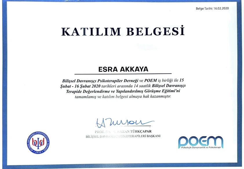 Bilişsel Davranışçı Terapi (BDT)