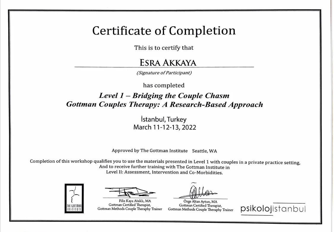 Gottman Çift Terapisi — 1. Düzey